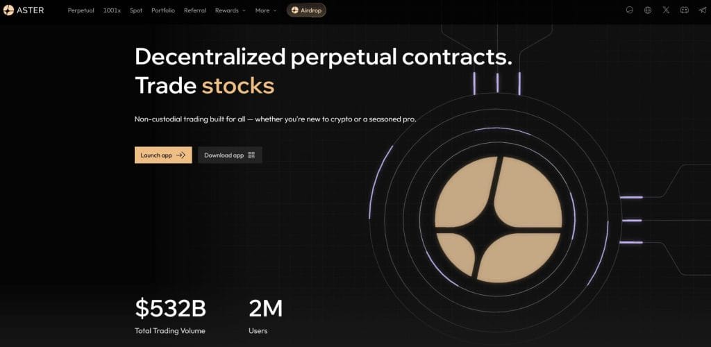 Веб-сайт AsterDEX