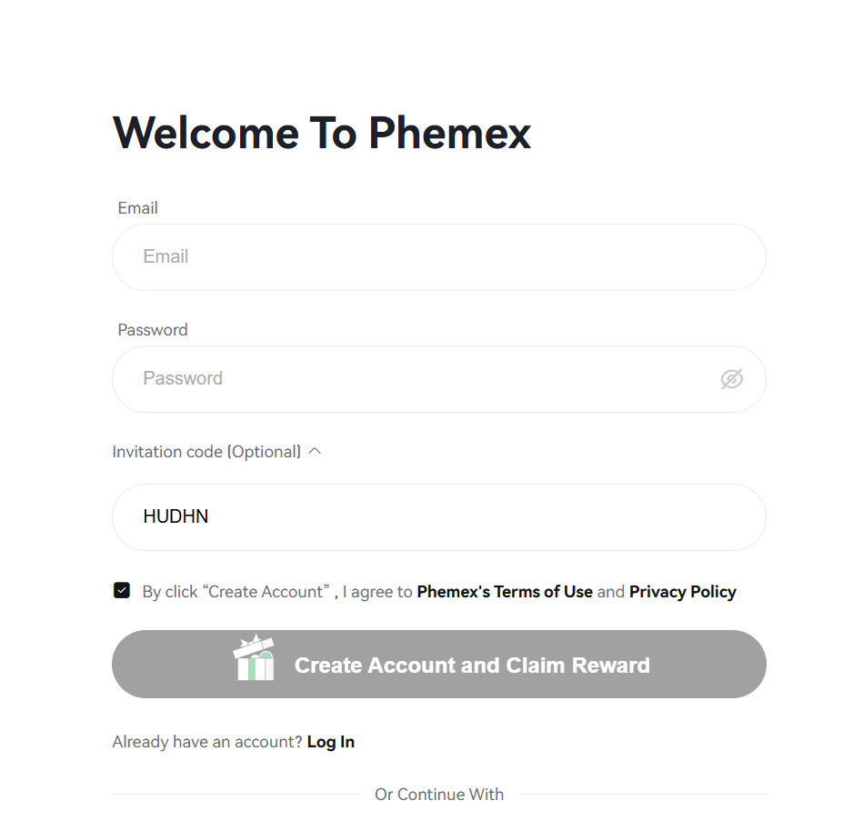 Код приглашения Phemex